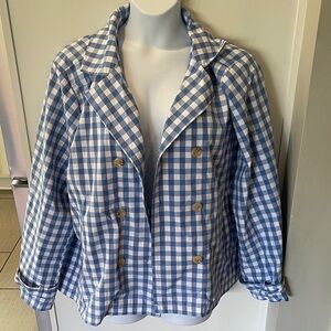 St. John's Bay Blue and White Plaid Blazer